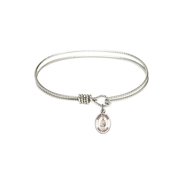 Bonyak Jewelry Oval Eye Hook Bangle Bracelet w/St Eligius in Sterling Silver Bonyak Jewelry Oval Eye Hook Bangle Bracelet w/St Eligius in Sterling Silver
